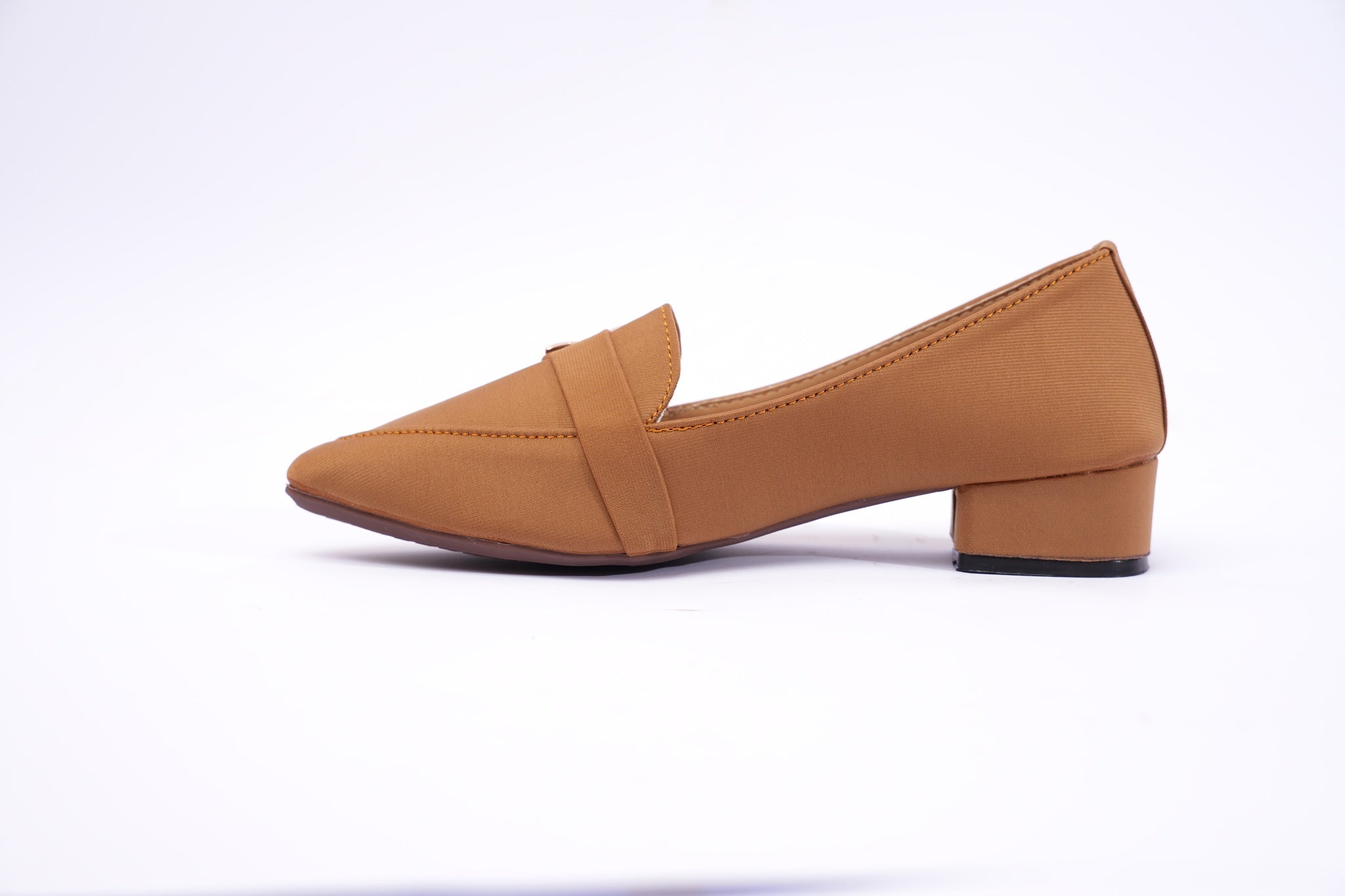 Caramel Star Buckle Block Heel Loafers