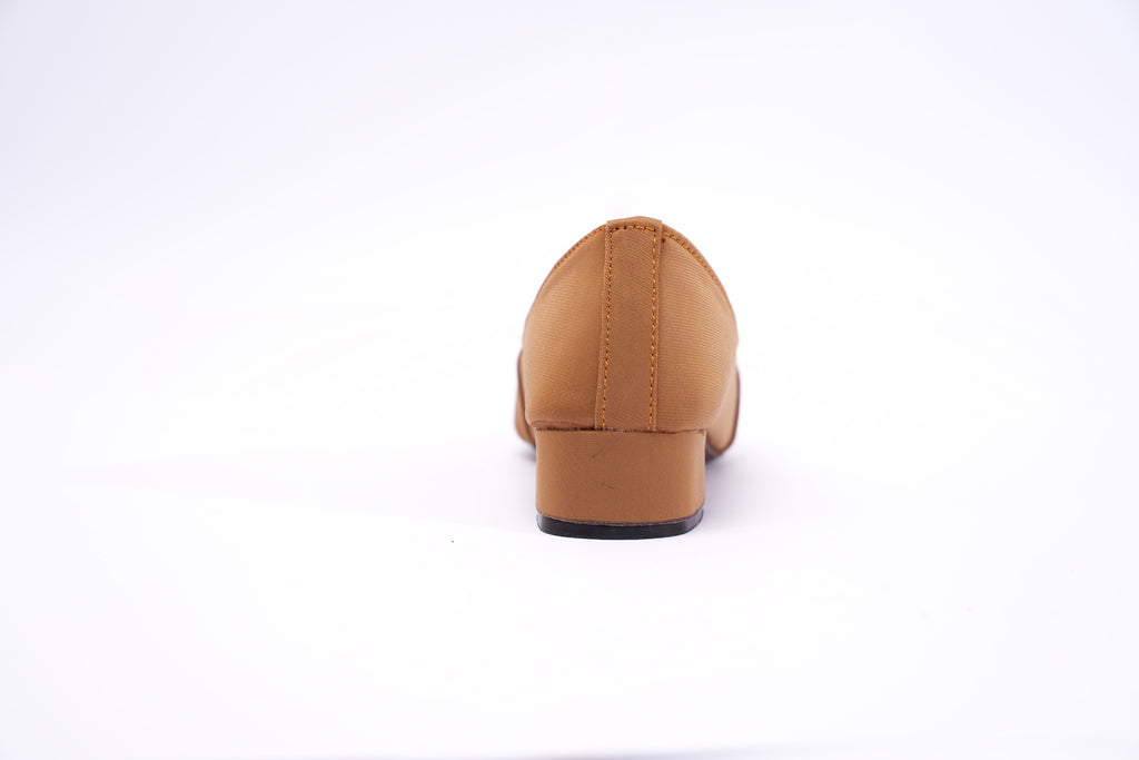 Caramel Star Buckle Block Heel Loafers