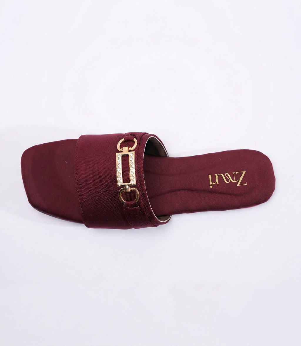 ZMRI Heart Charm Maroon Flats