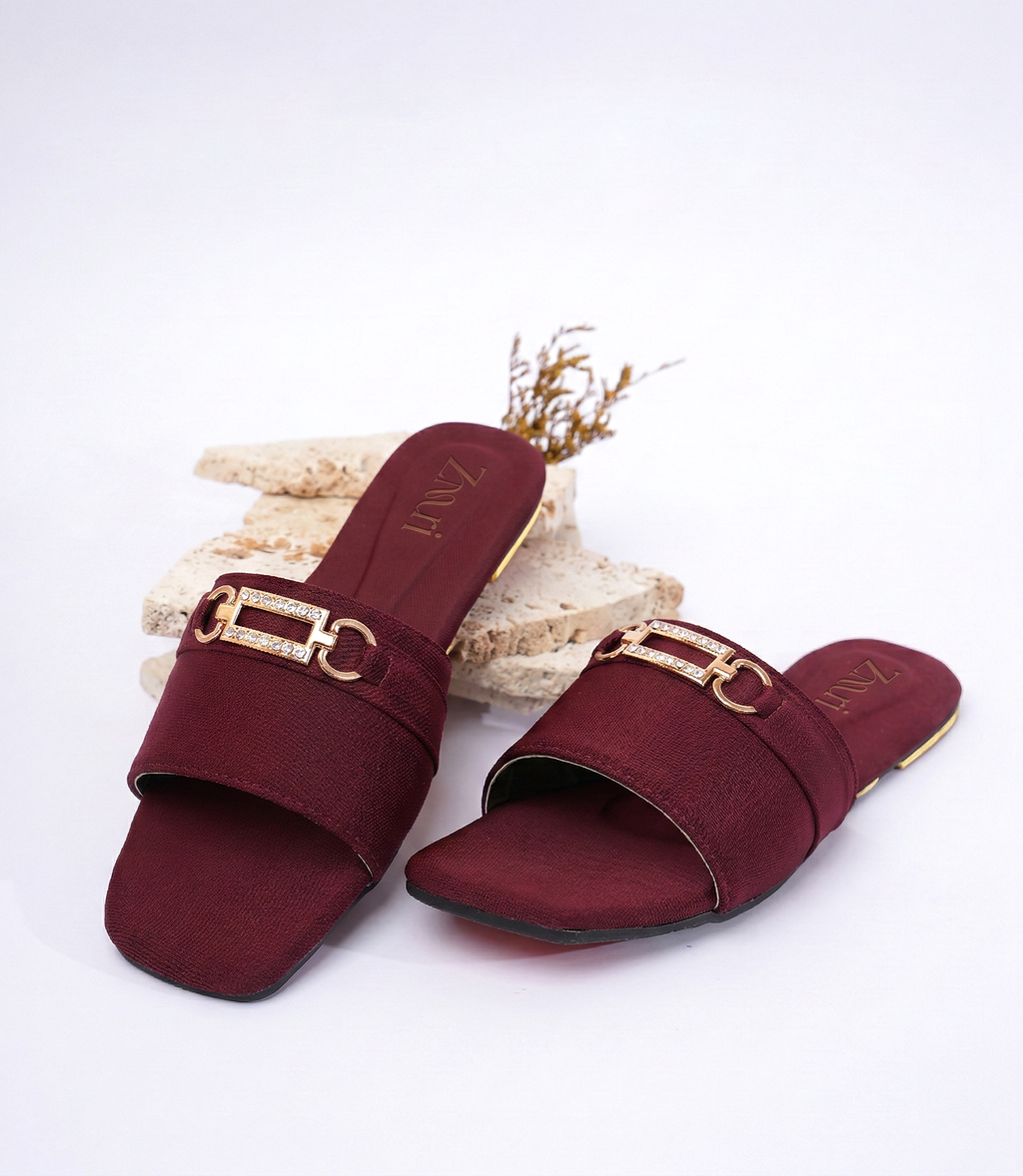 ZMRI Heart Charm Maroon Flats