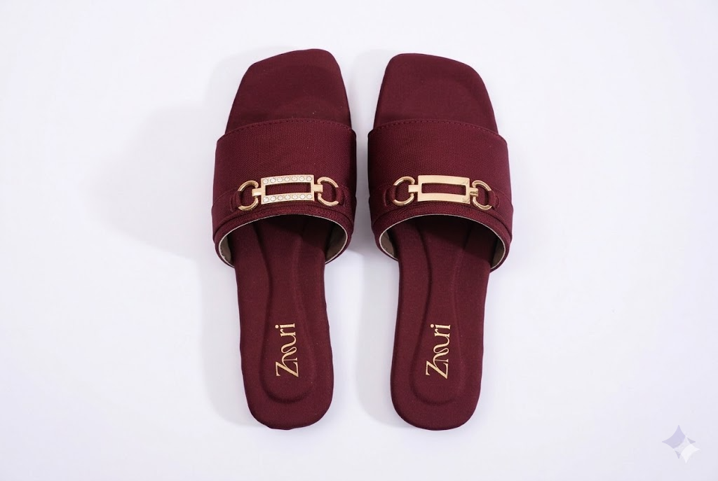 ZMRI Heart Charm Maroon Flats