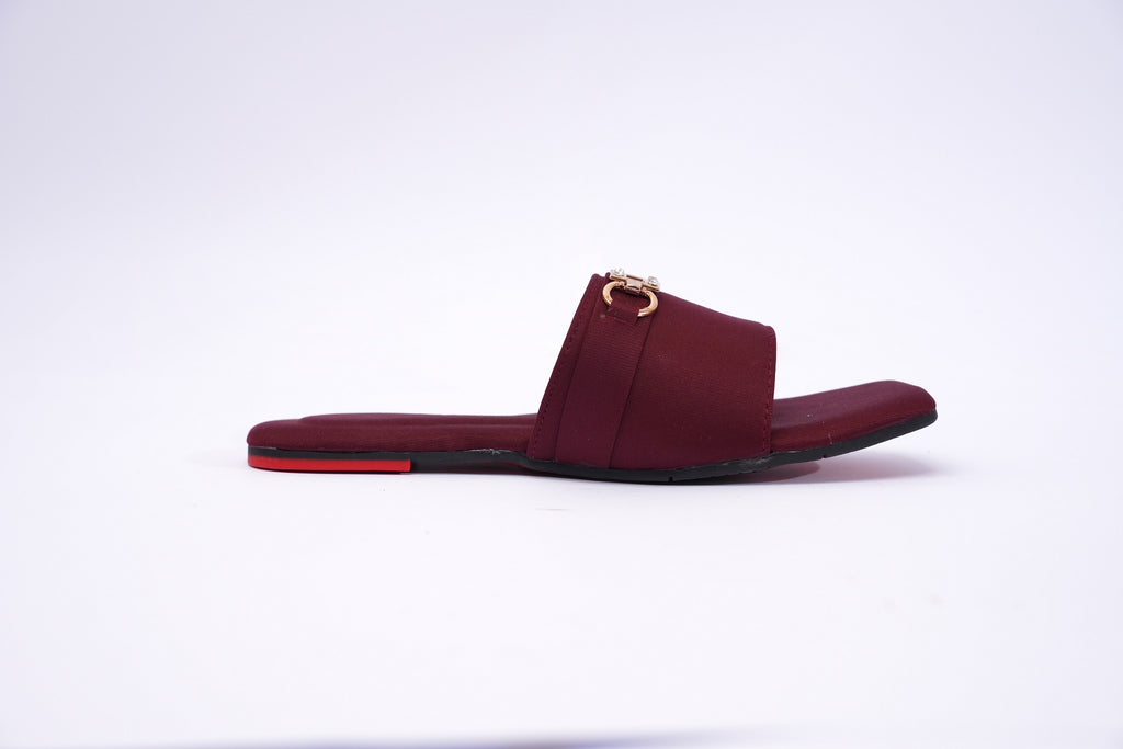 ZMRI Heart Charm Maroon Flats
