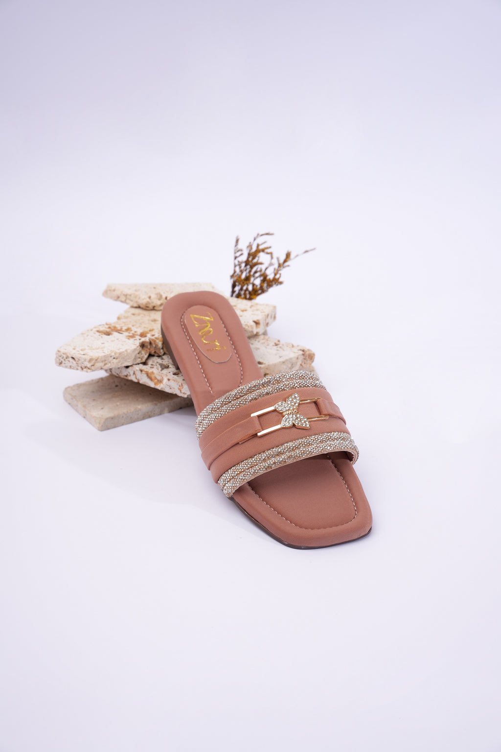 ZMRI Crystal Butterfly Nude Slide