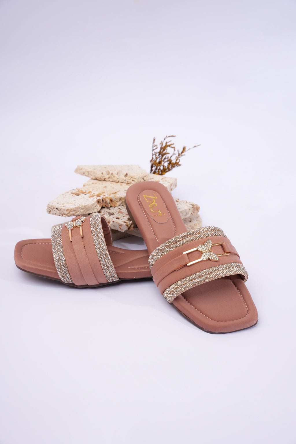 ZMRI Crystal Butterfly Nude Slide