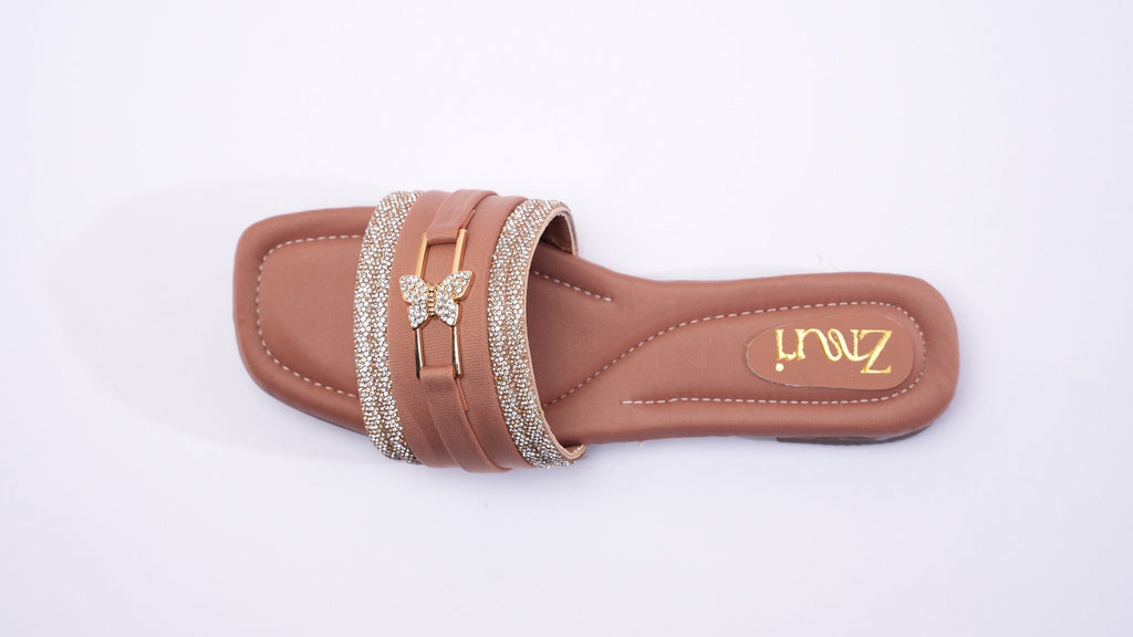 ZMRI Crystal Butterfly Nude Slide