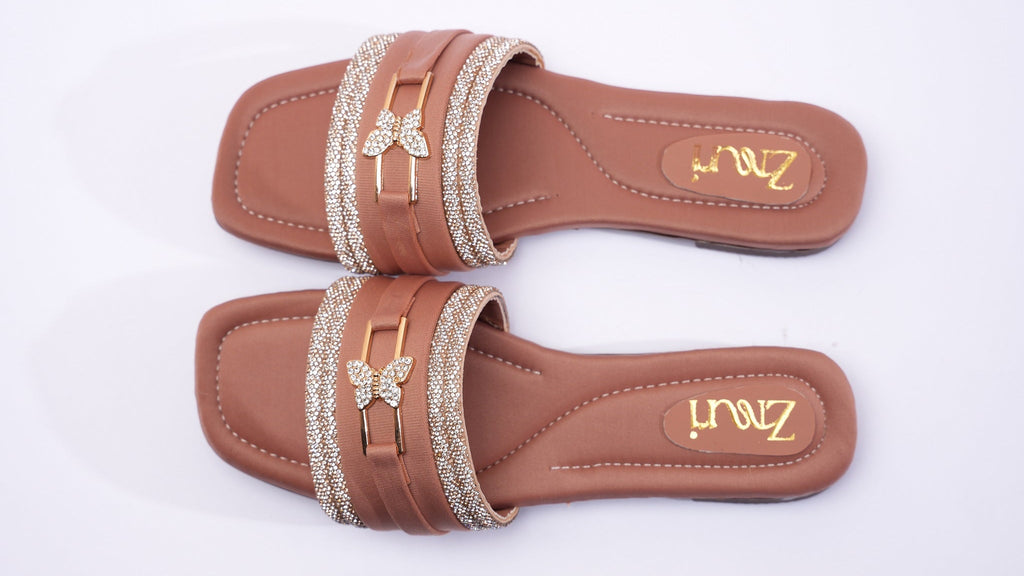 ZMRI Crystal Butterfly Nude Slide