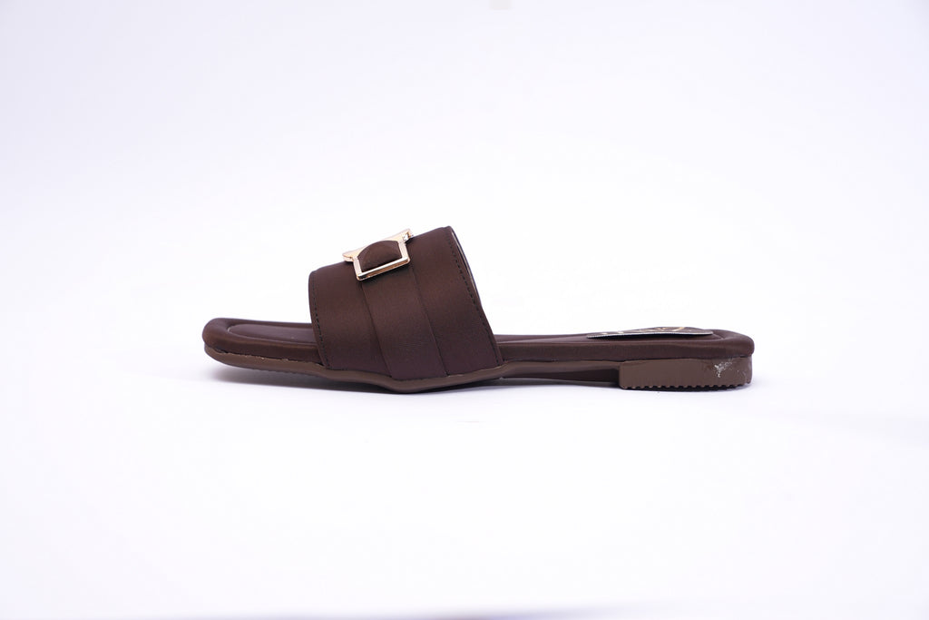 ZMRI Gold Buckle Brown Slide