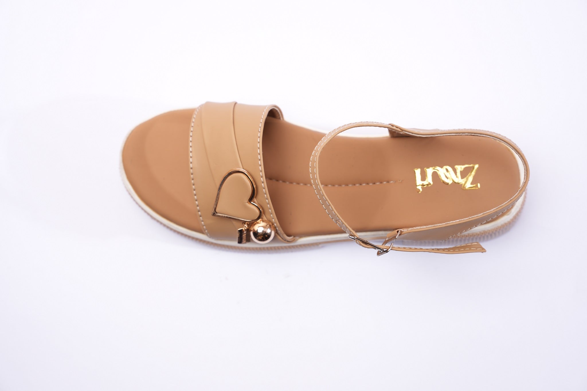 ZMRI Heart Charm Beige Comfort Sandals