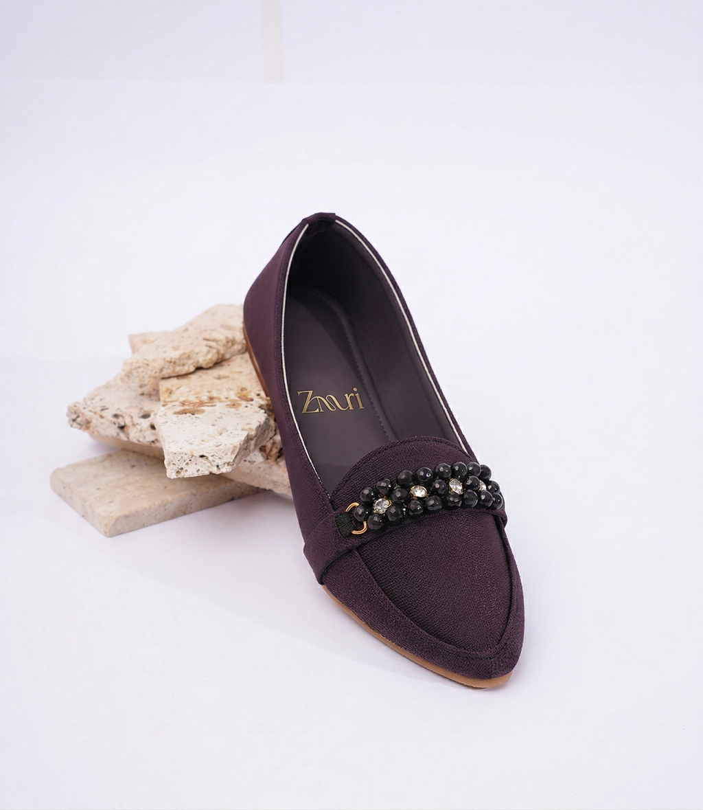 Burgundy Celeste Crystal Loafers for Women
