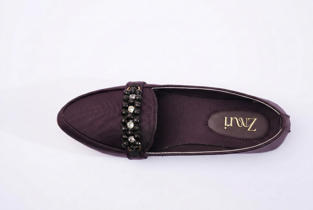 Burgundy Celeste Crystal Loafers for Women