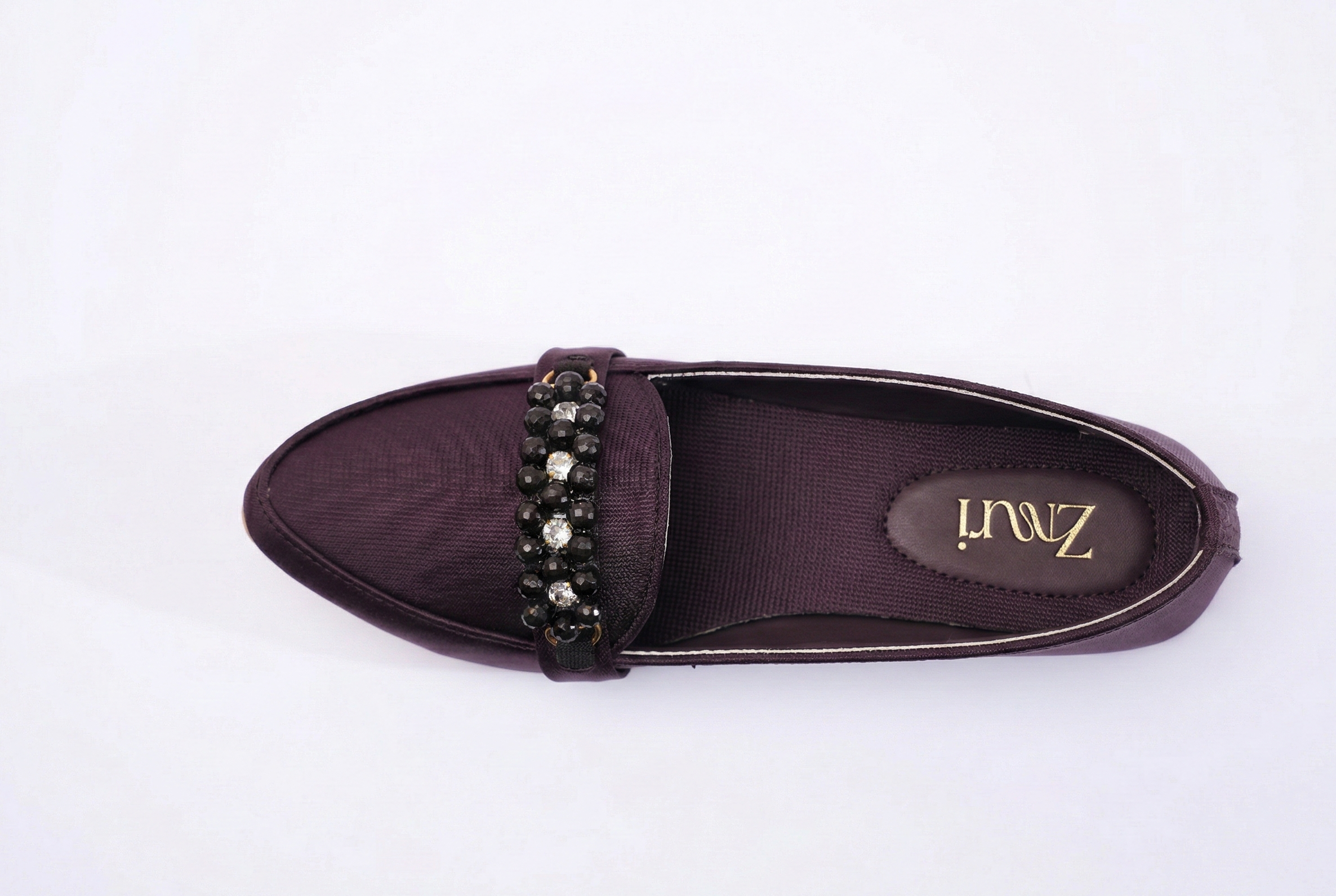 Burgundy Celeste Crystal Loafers for Women
