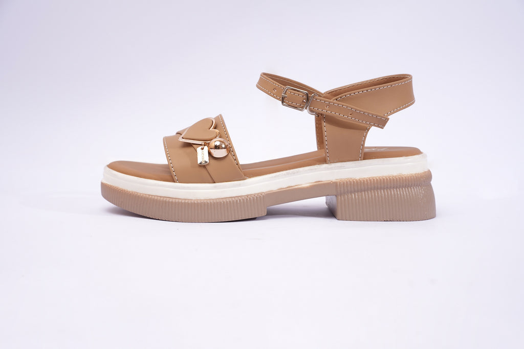 ZMRI Heart Charm Beige Comfort Sandals