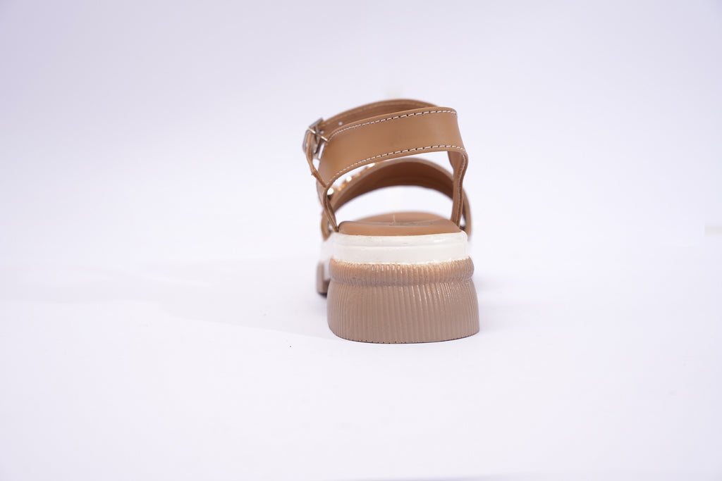 ZMRI Heart Charm Beige Comfort Sandals