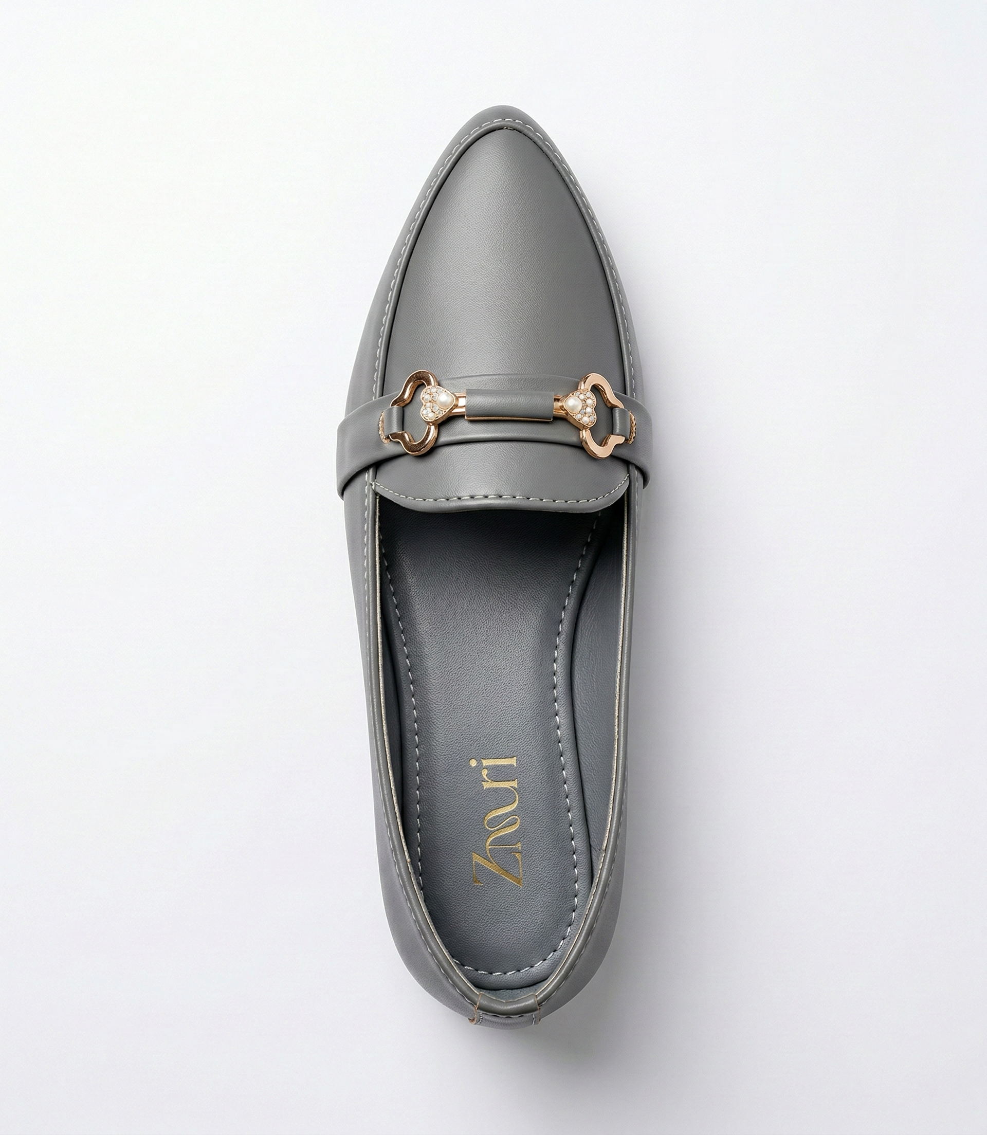 Grey Aurelia Crystal Link Loafers