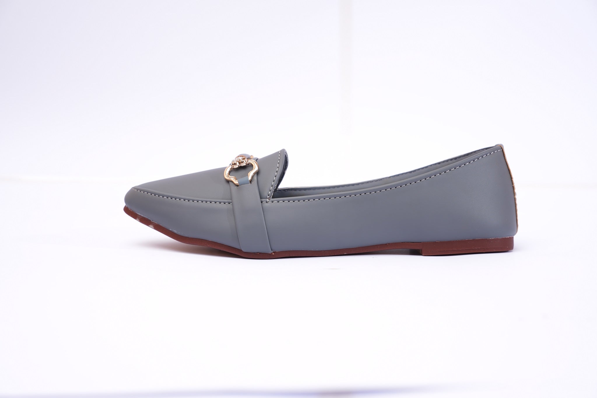 Grey Aurelia Crystal Link Loafers