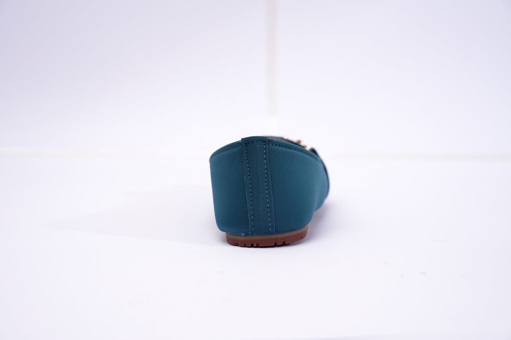 Teal Fleur Crystal Link Loafers