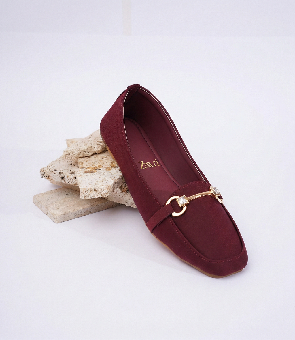 Burgundy Aurelia Crystal Bar Loafers