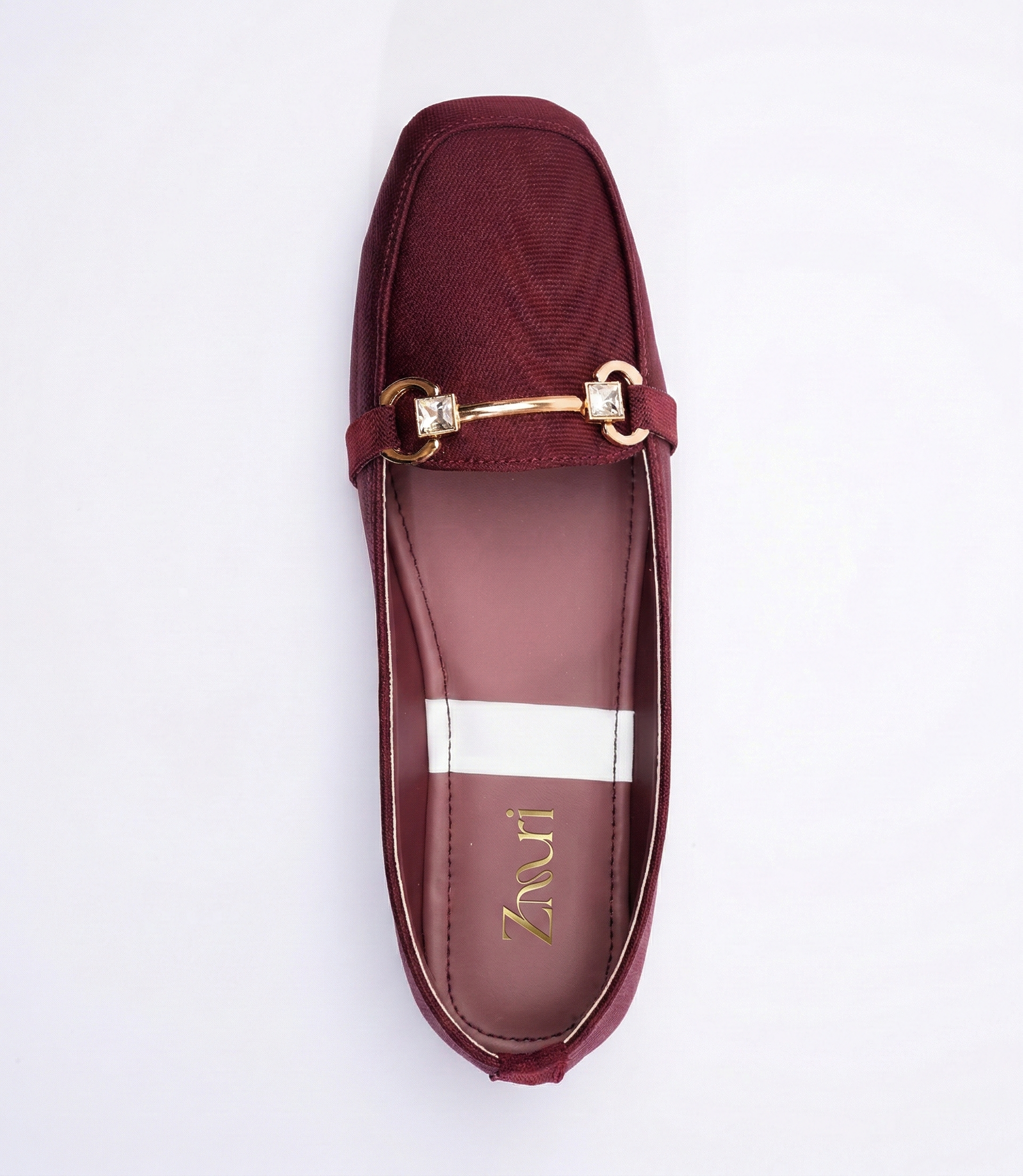 Burgundy Aurelia Crystal Bar Loafers