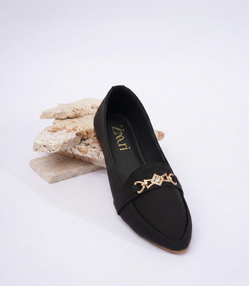 Black Celeste Crystal Link Loafers