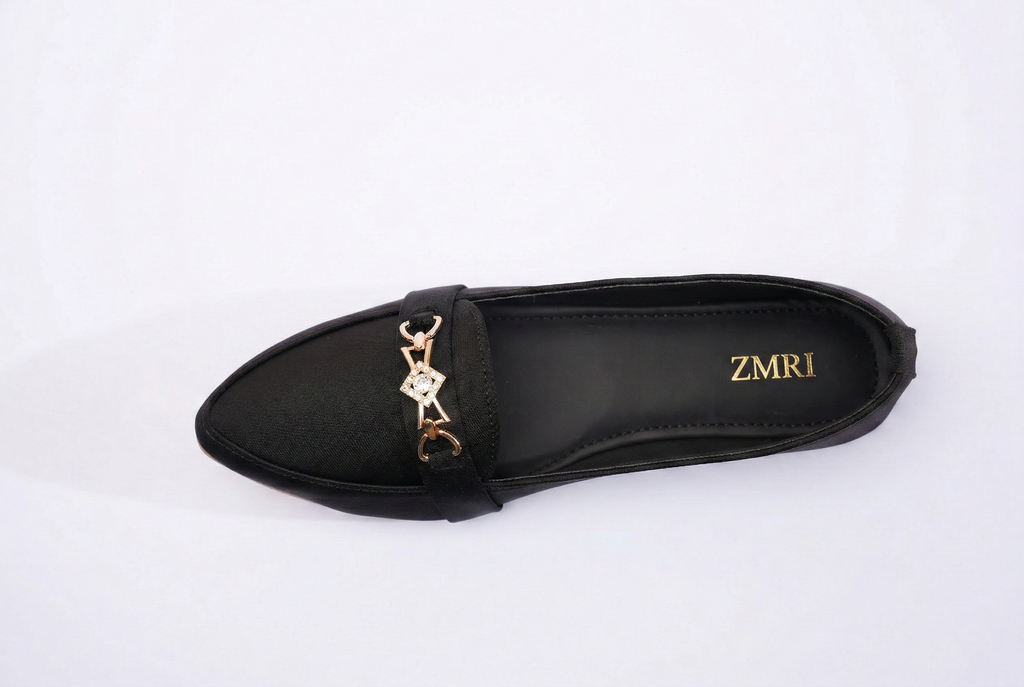Black Celeste Crystal Link Loafers