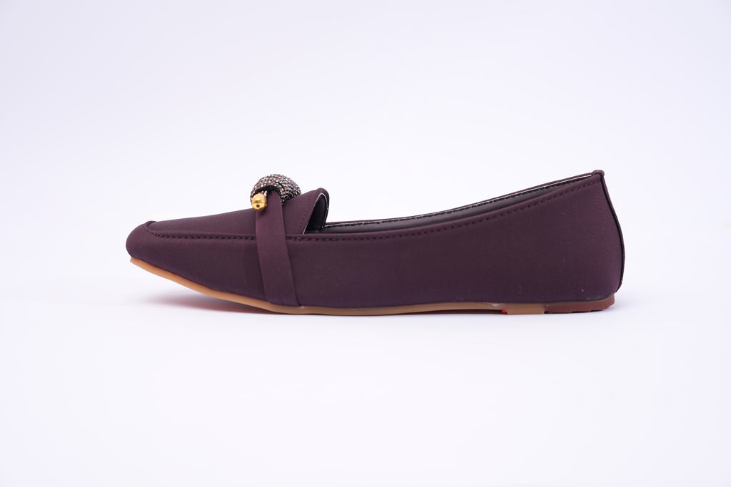 ZMRI Deep Maroon Crystal Knot Luxe Flats