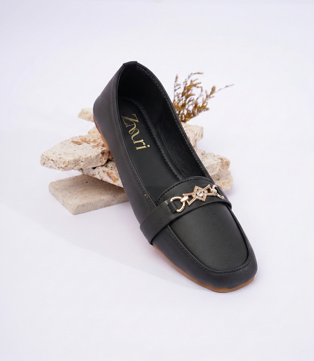 Black Aurelia Crystal Link Loafers