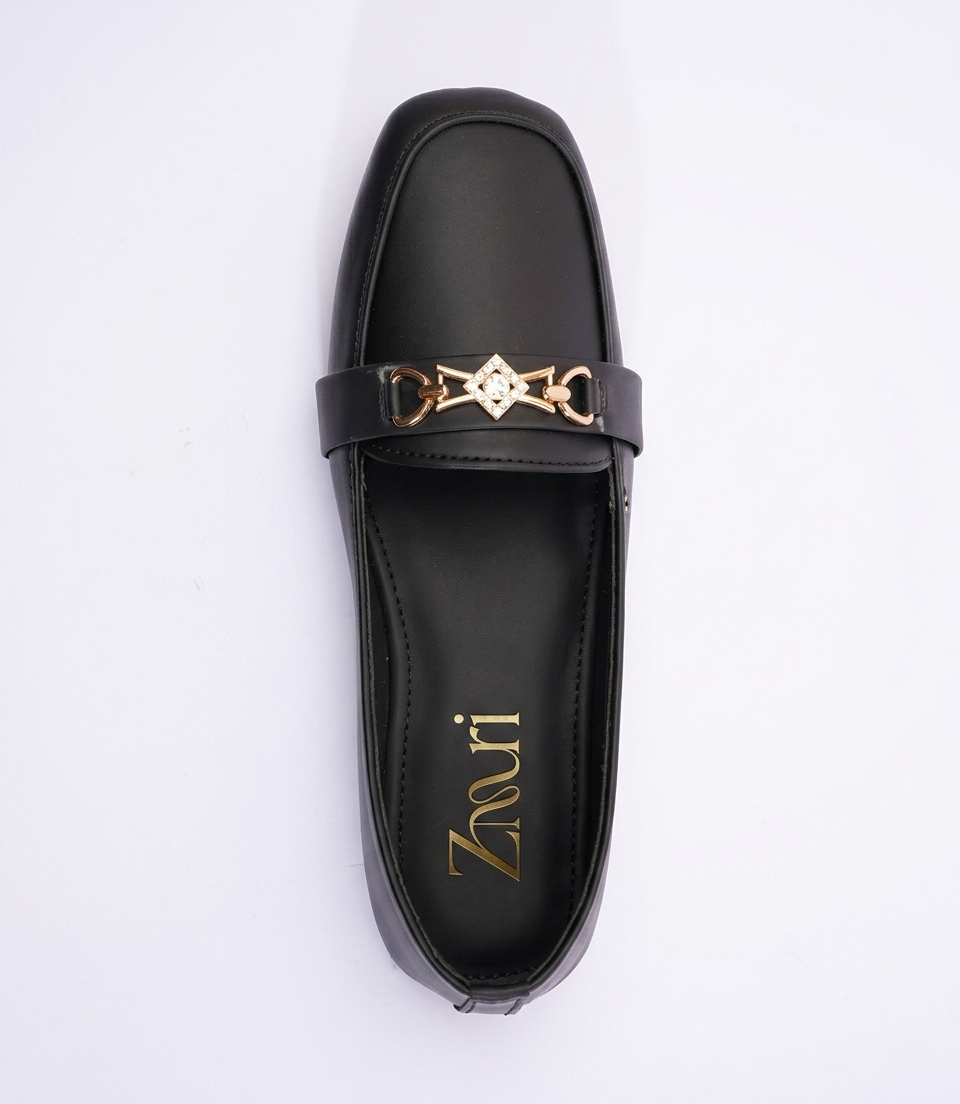 Black Aurelia Crystal Link Loafers