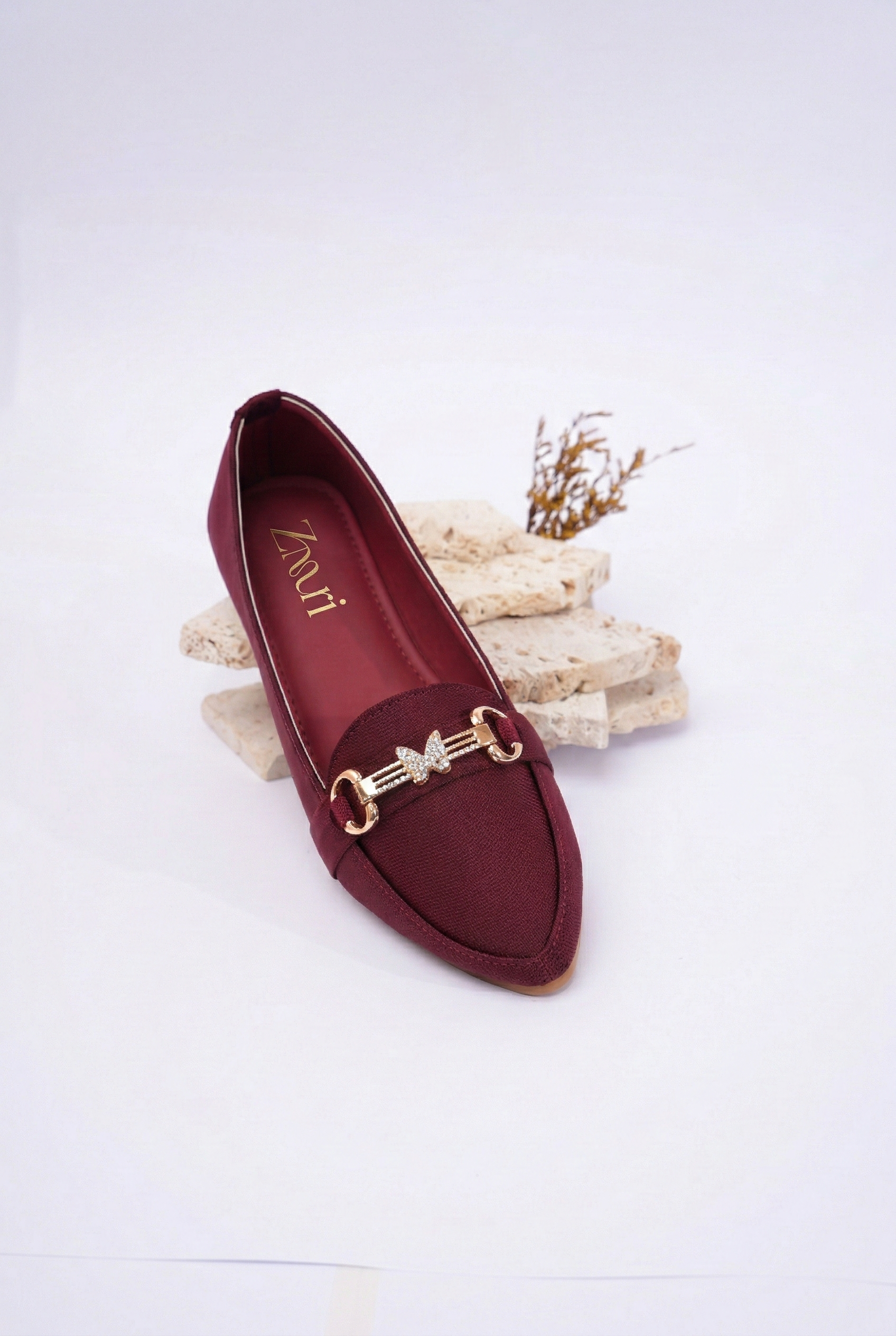 Burgundy Butterfly Chain Loafers