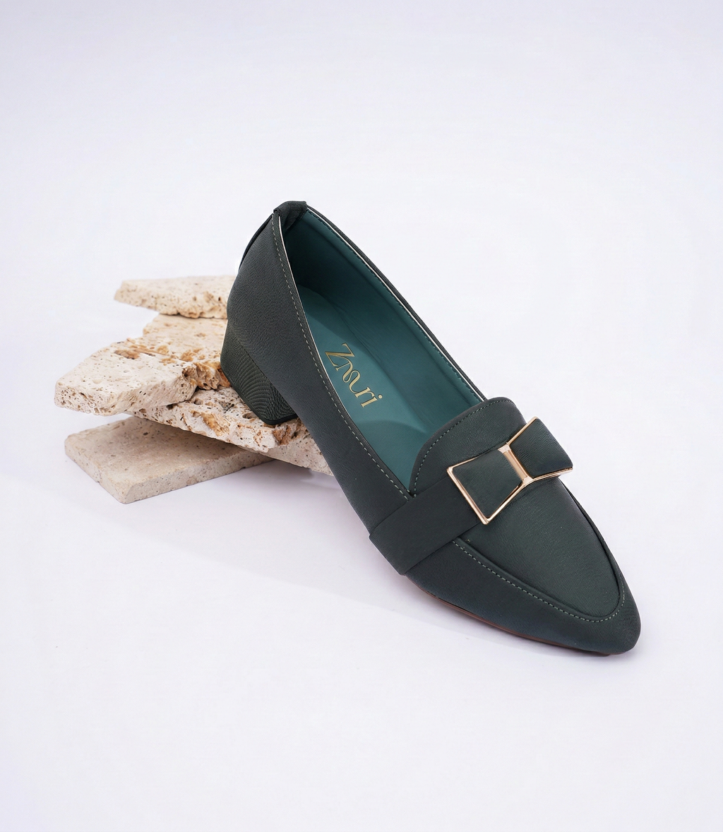 Emerald Block Heel Loafers for Women