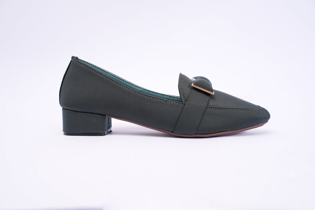 Emerald Block Heel Loafers for Women