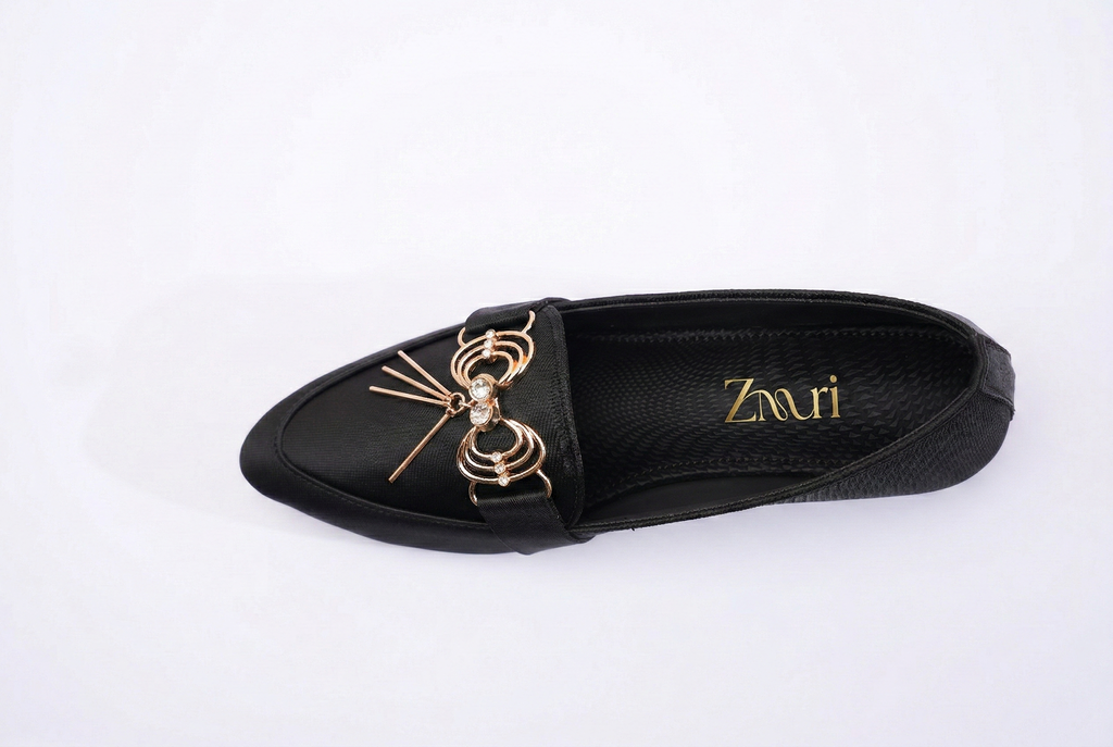 Black Royale Crystal Block Heel Loafers