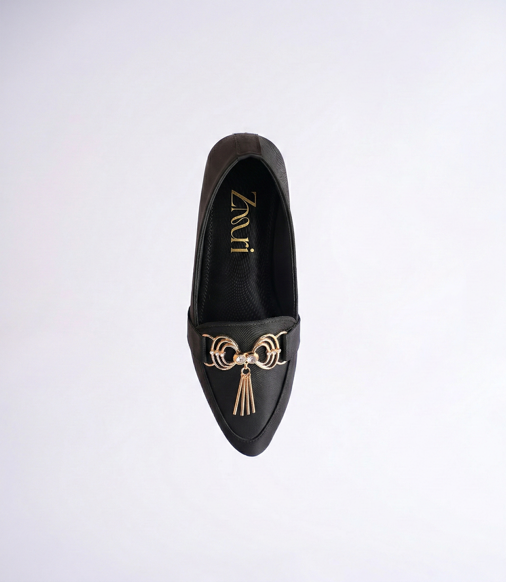 Black Royale Crystal Block Heel Loafers