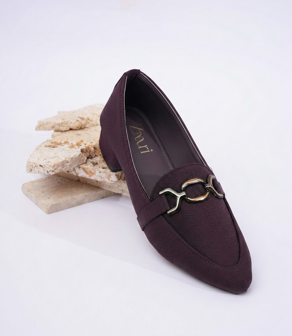Burgundy Signature Chain Block Heel Loafers