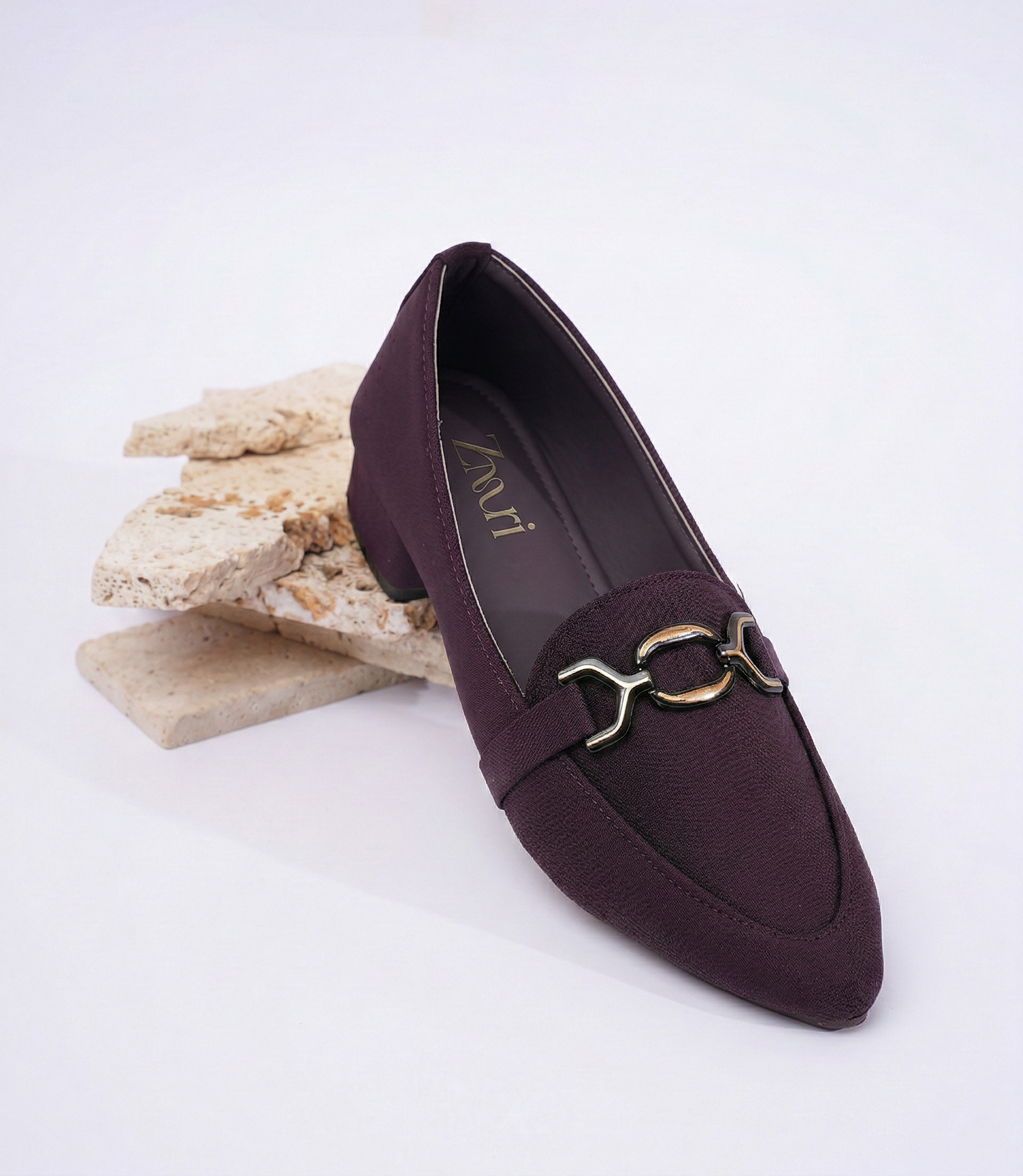 Burgundy Signature Chain Block Heel Loafers