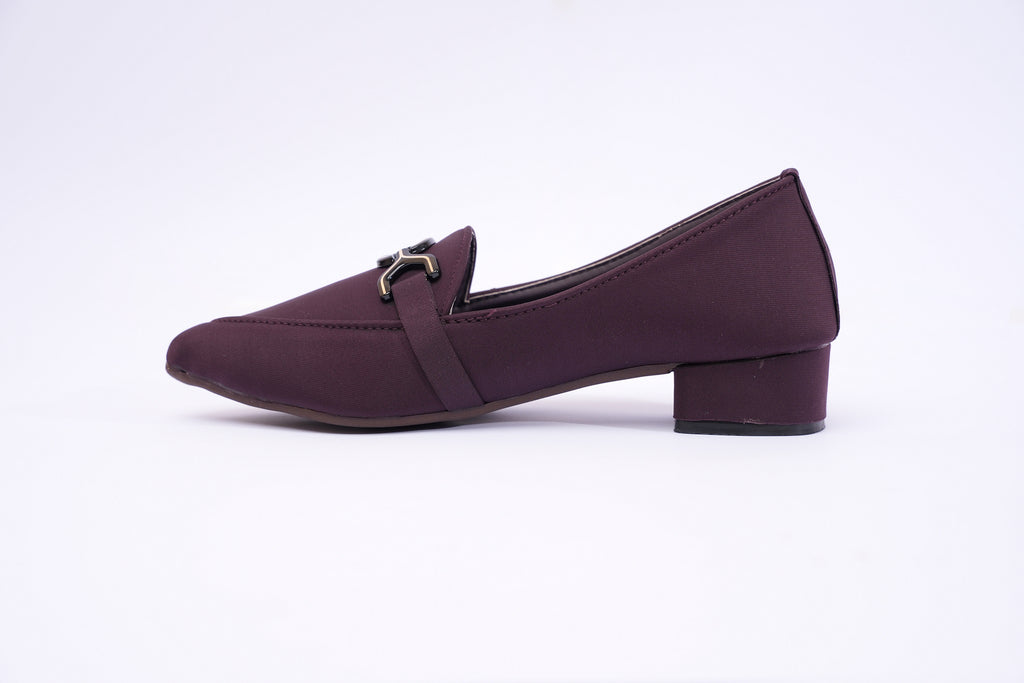 Burgundy Signature Chain Block Heel Loafers