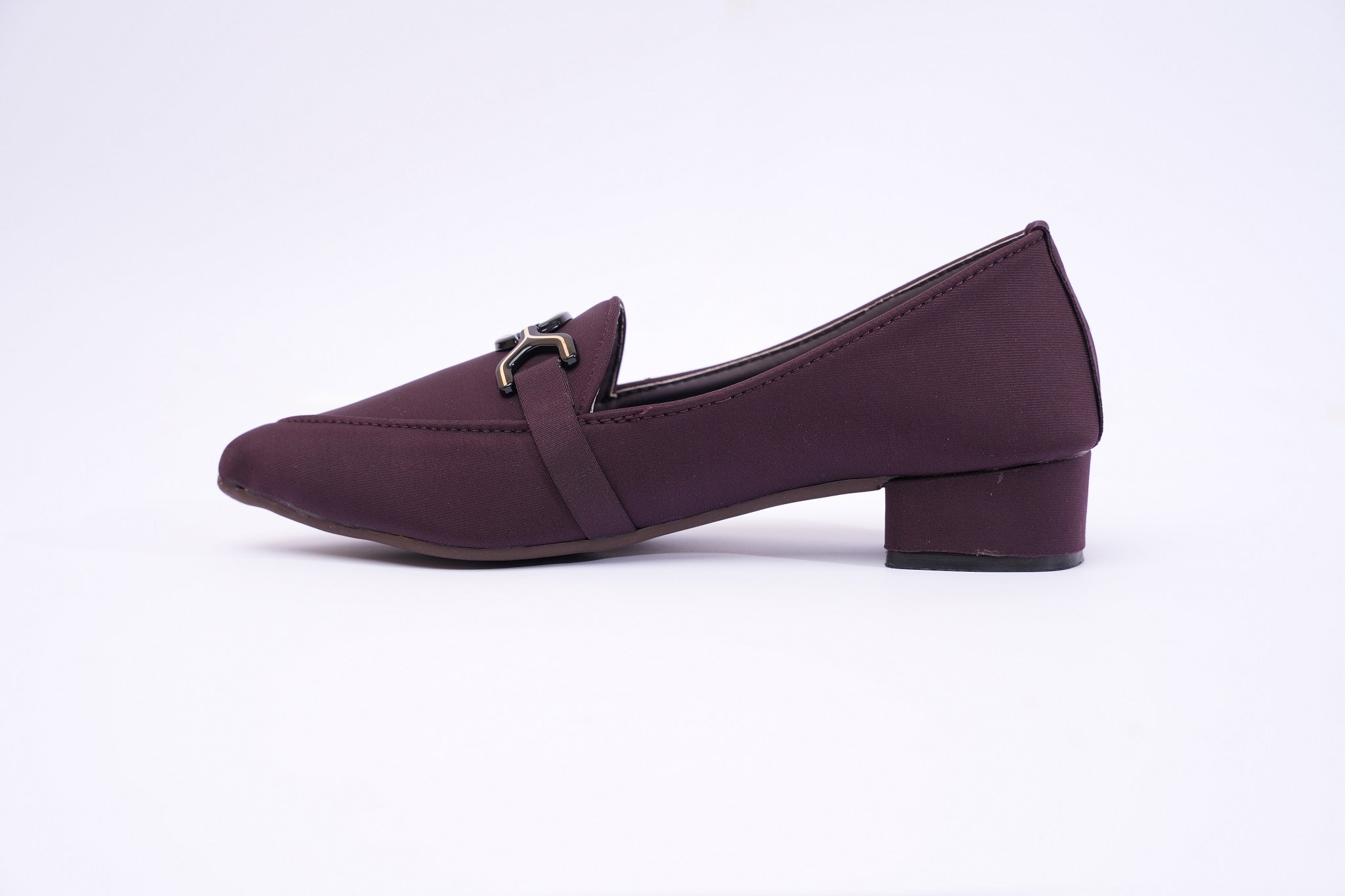 Burgundy Signature Chain Block Heel Loafers