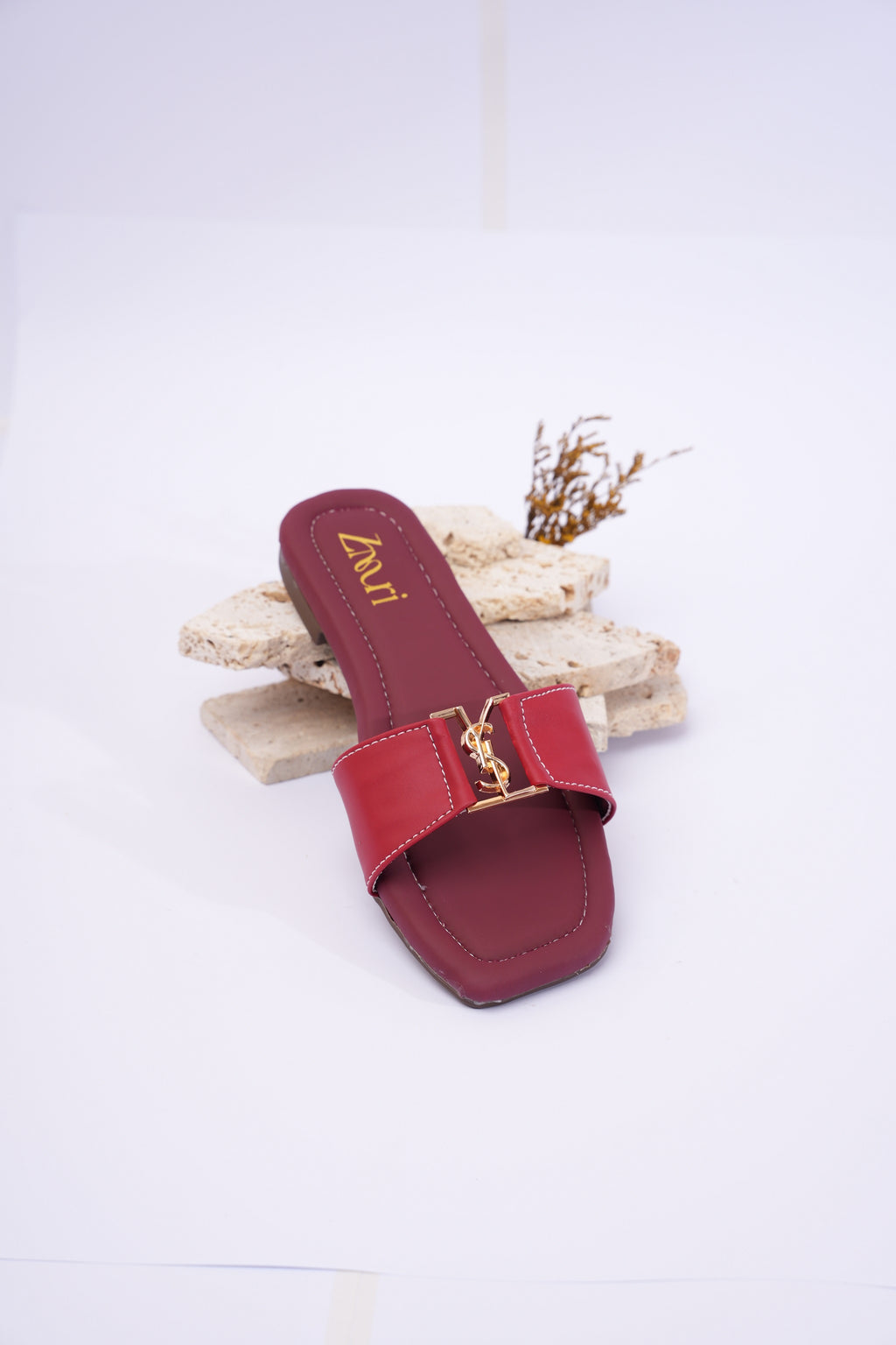 ZMRI Maroon Gold Accent Flat Slide