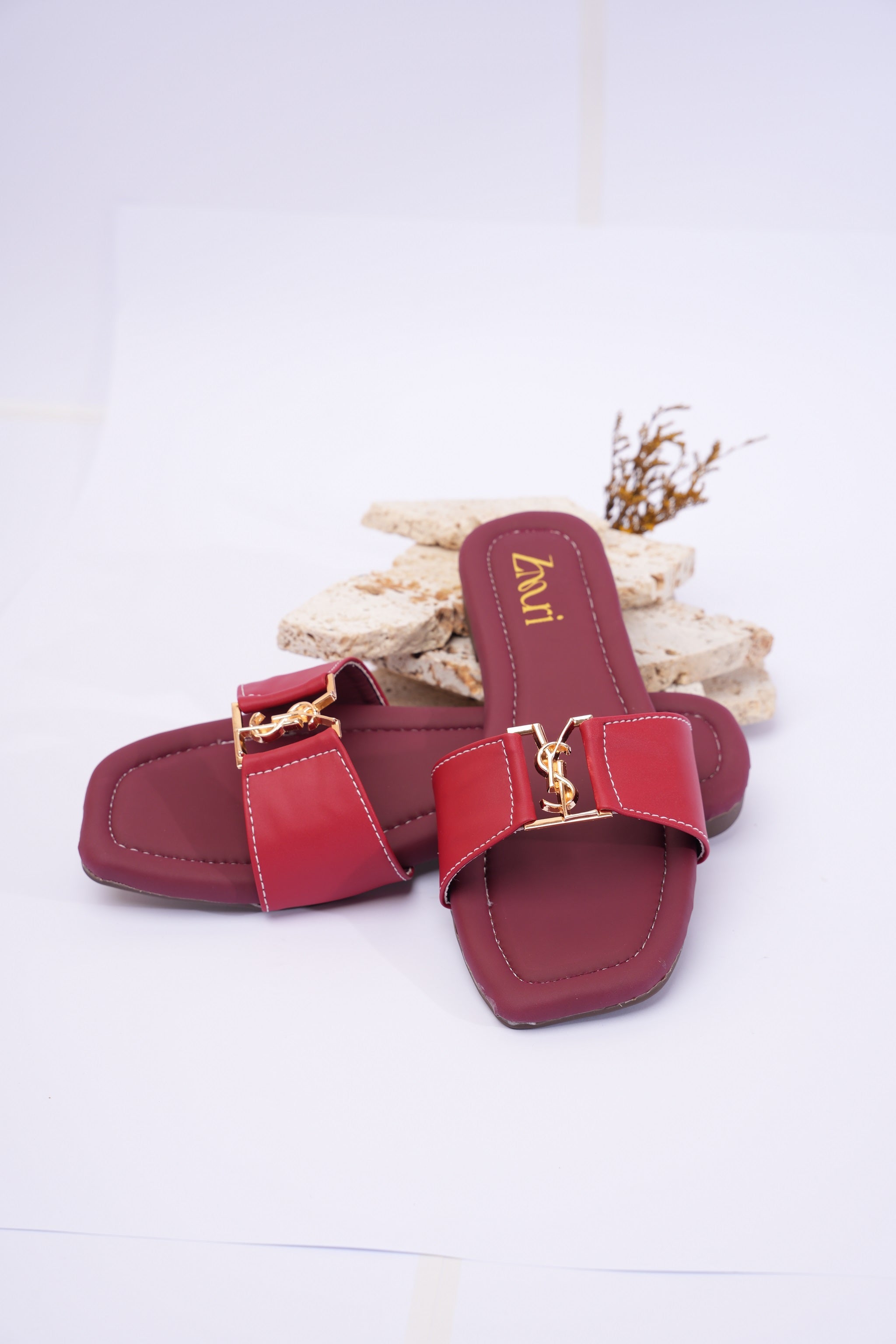 ZMRI Maroon Gold Accent Flat Slide