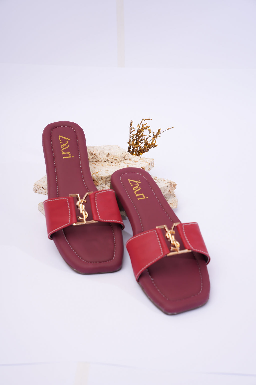 ZMRI Maroon Gold Accent Flat Slide