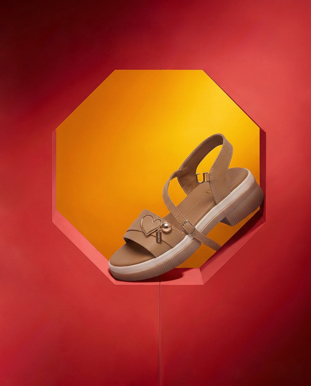 ZMRI Heart Charm Beige Comfort Sandals