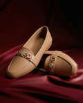 Camel Brown Celeste Crystal Link Loafers