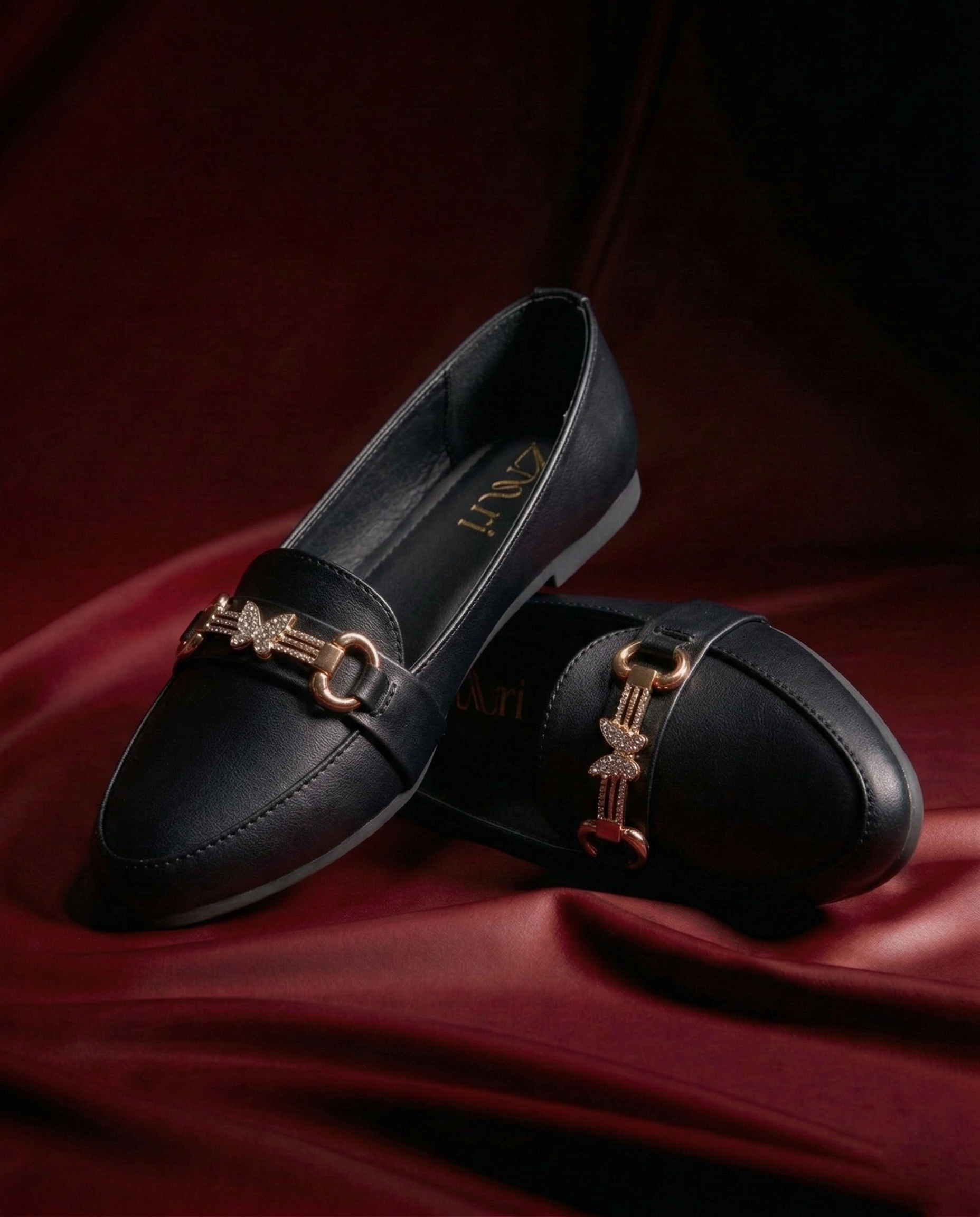 Burgundy Butterfly Chain Loafers