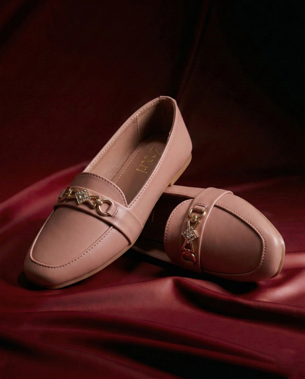 Blush Aurelia Crystal Link Loafers