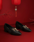 Black Royale Crystal Block Heel Loafers