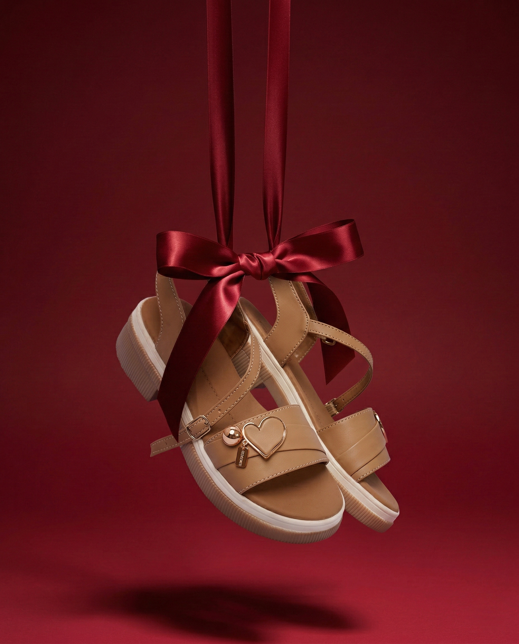 ZMRI Heart Charm Beige Comfort Sandals