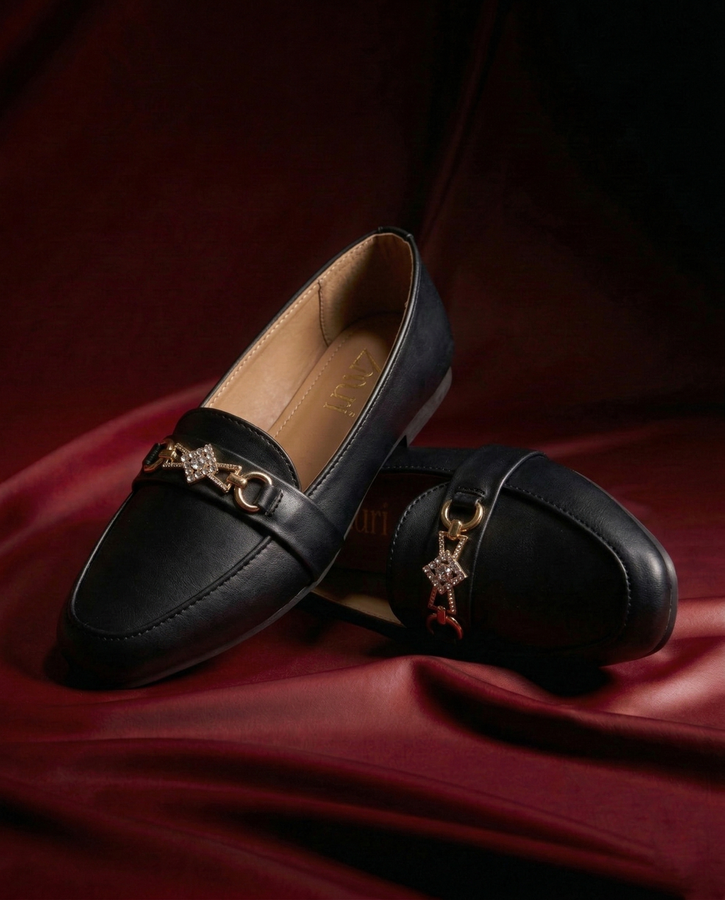 Camel Brown Celeste Crystal Link Loafers