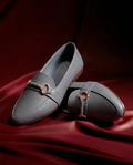 Grey Aurelia Crystal Link Loafers