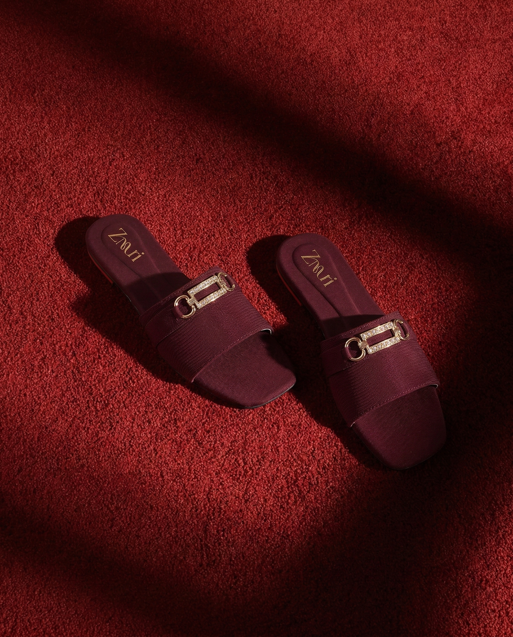 ZMRI Heart Charm Maroon Flats