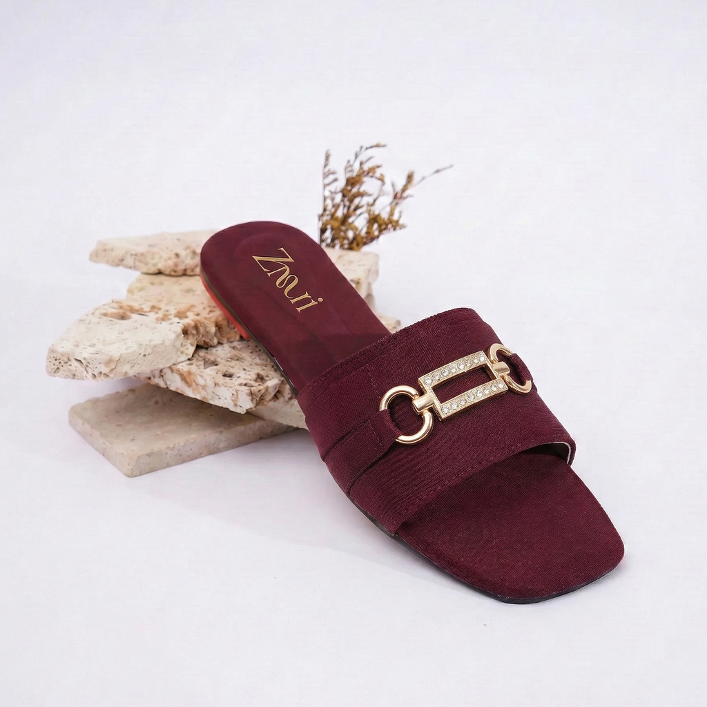 ZMRI Heart Charm Maroon Flats