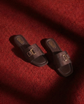 ZMRI Gold Buckle Brown Slide